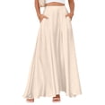 thumbnail image 1 of adaychics Long Satin Skirt High Waisted Flowy Long A Line Pocketed Satin Skirt Trendy Vacation Outfits for Work Party, 1 of 6