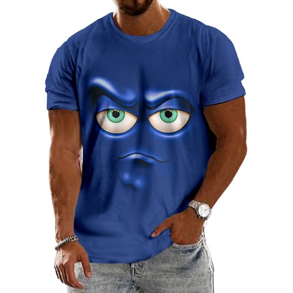 adaychics Men's Funny T-Shirts 3D Facial Expression Print Short Sleeve Funny Graphic Tee Fashion Tops for Travel
