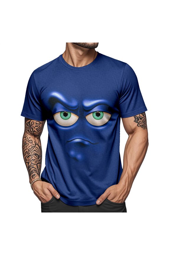 Men's Novelty T-Shirts 3D Facial Expression Print Short Sleeve Funny Graphic Tee Fashion Tops for Travel