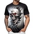 thumbnail image 1 of adaychics Mens Skull T Shirts Crew Neck Horror T-Shirt Novelty Short Sleeve Summer Tops for Daily Wear Holiday Party, 1 of 6