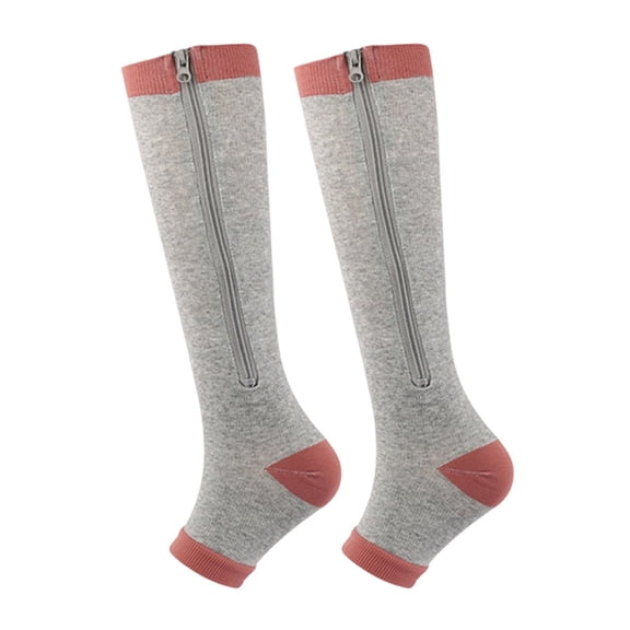 adaychics Open Toe Compression Socks 15-20mmHg Men Women Toeless Calf Knee High Zip Up Compression Socks for Running