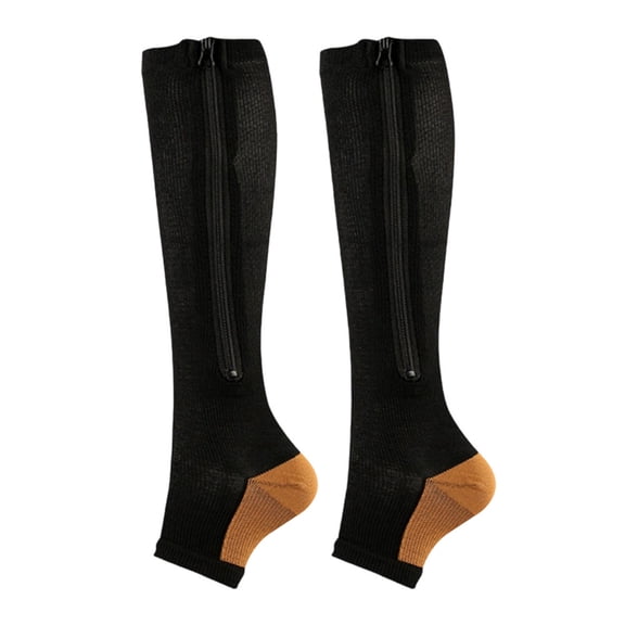 adaychics Open Toe Compression Socks 15-20mmHg Men Women Toeless Calf Knee High Zip Up Compression Socks for Running