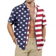 thumbnail image 1 of adaychics Patriotic Hawaiian Shirts for Men American Flag Casual Lapel Short Sleeve Button Up Beach Shirt Daily Wear, 1 of 7