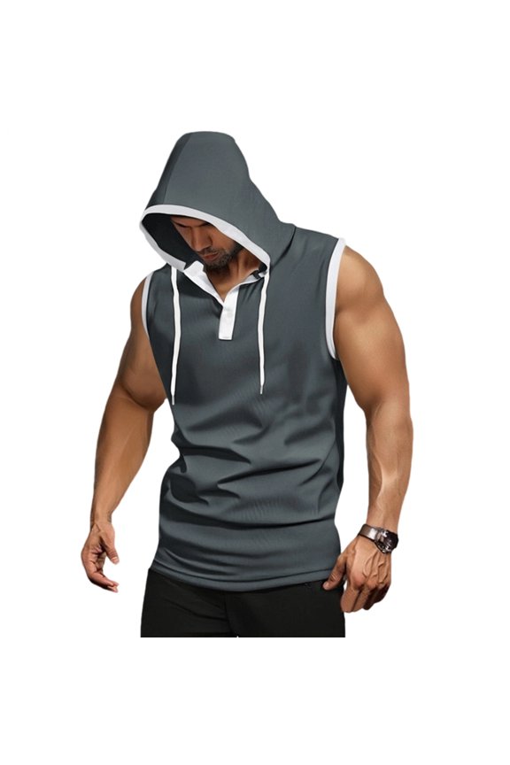 Sleeveless Hoodies for Men Quick-Dry Sleeveless Cut Off Hoodie Shirts Muscle Bodybuilding Undershirts for Boxing