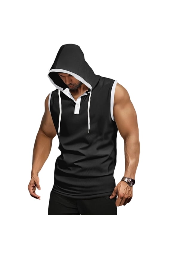 Sleeveless Hoodies for Men Quick-Dry Workout Hooded Tank Tops Sleeveless Cut Off Shirts for Boxing