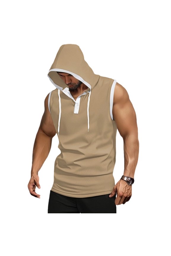 Sleeveless Workout Hoodies for Men Quick-Dry Workout Hooded Tank Tops Sleeveless Cut Off Shirts for Boxing