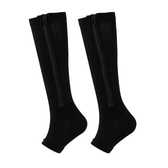 adaychics Toeless Compression Socks Women 15-20mmHg Men Women Toeless Calf Knee High Zip Up Compression Socks for Running