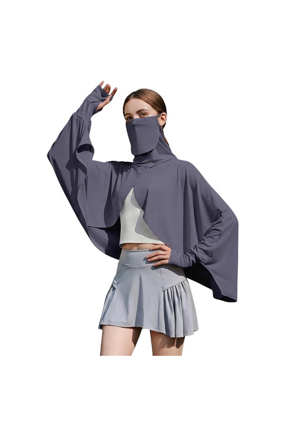UV Protection Cape Face Cover Summer Cooling Shawl Sun Cloak Women's UV Protection Cooler Shrug for Climbing