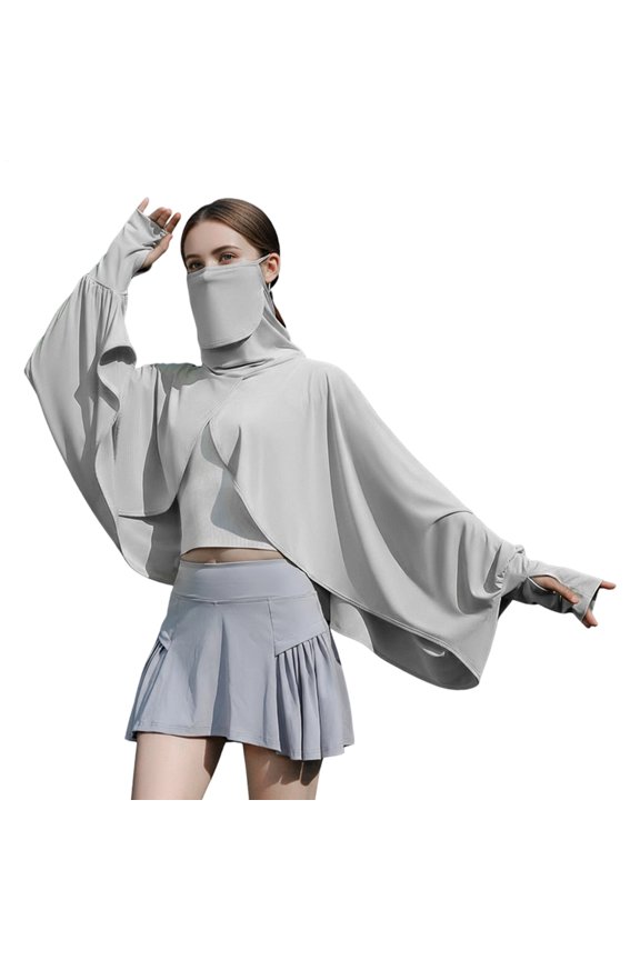 UV Protection Cloak Face Cover Summer Cooling Shawl Sun Cloak Women's UV Protection Cooler Shrug for Climbing
