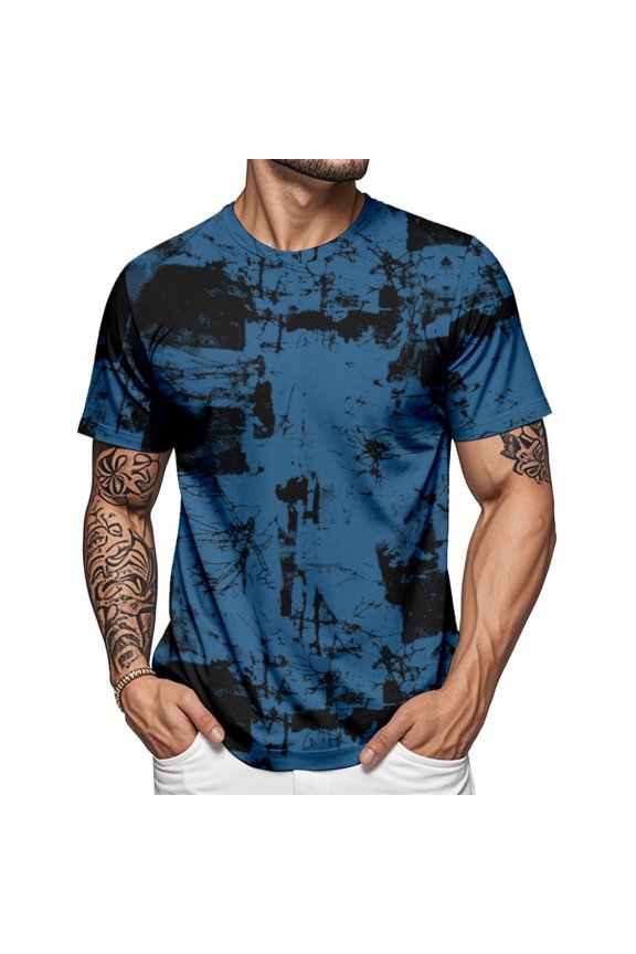 Vintage Tshirts for Men Ink Splash Crew Neck Trendy T Shirts Casual Basic Tops Short Sleeve for Everyday Wear