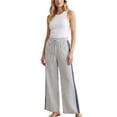thumbnail image 1 of adaychics Womens Leopard Pants Side Striped Elastic Waist Drawstring Baggy Pants with Pockets Daily Wear, 1 of 7