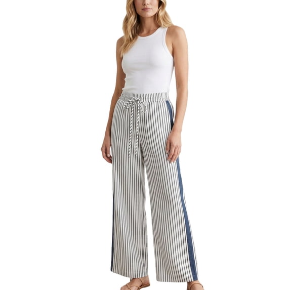 adaychics Womens Leopard Pants Side Striped Elastic Waist Drawstring Baggy Pants with Pockets Daily Wear