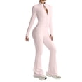 thumbnail image 1 of adaychics Yoga Outfits for Womens 2 Piece Set Long Sleeve Bodycon Zipper Jacket and Flared Leggings Set for Workout, 1 of 9