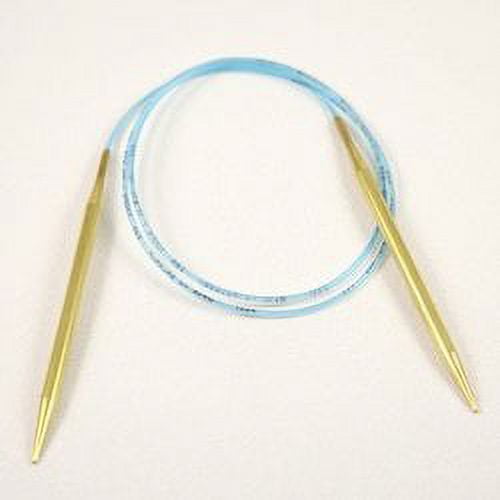 addi Knitting Needle Circular Lace Tip Brass Finish Skacel Exclusive Blue Cord 24 inch (60cm) Size US 07 (4.5mm)