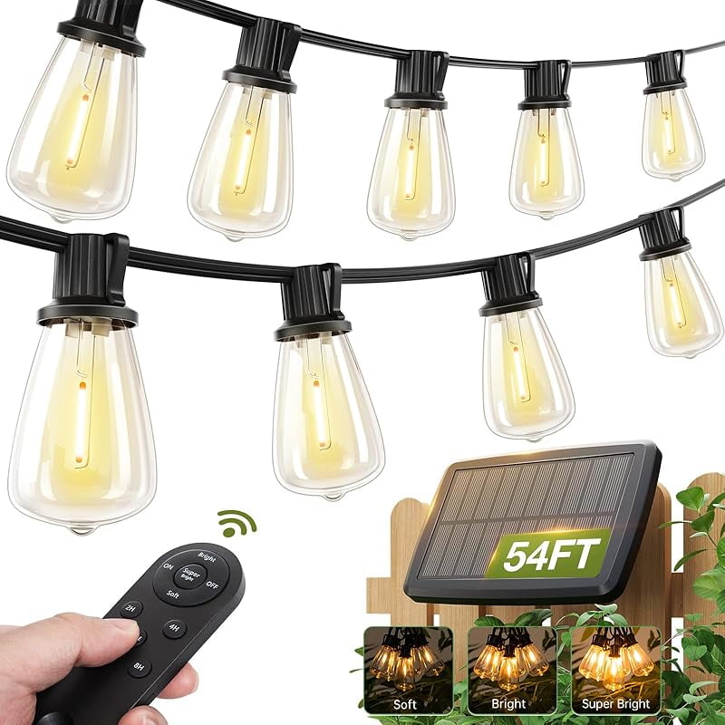 addlon 54FT Solar String Lights Outdoor Waterproof