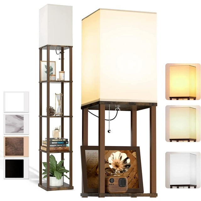 addlon Floor Lamp with Shelves, 5Tier Modern Shelf Floor Lamp with