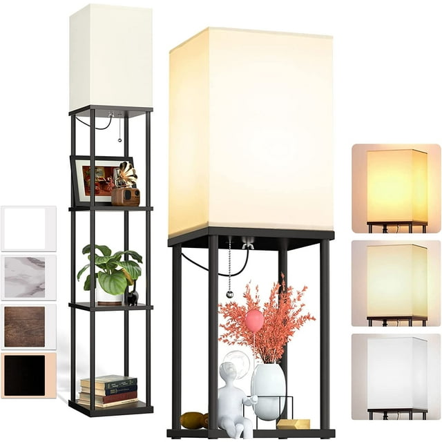 addlon Floor Lamp with Shelves, 4-Tier Modern Shelf Floor Lamp with ...