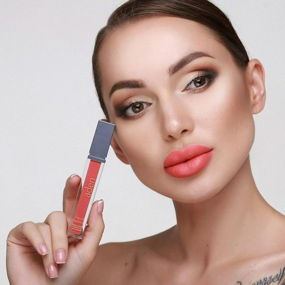 aden - 2 in 1 - Matte Liquid Lipstick & Lip Liner Set - 7ML - (01 Nectarine)