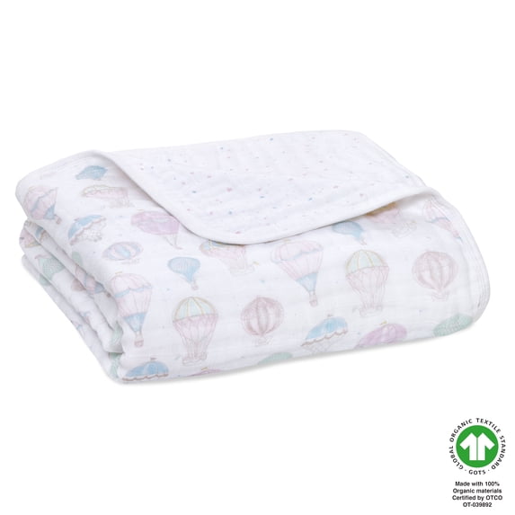 aden + anais Organic Cotton Muslin Baby Blanket Crib Bedding for Newborn Baby and Toddler, Nursery Blanket for Boys and Girls, Baby Registry and Shower Gift - Above The Clouds