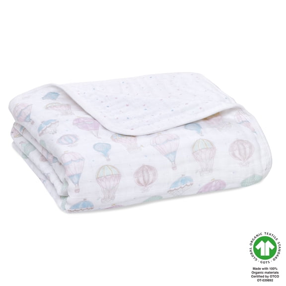 aden + anais Organic Cotton Muslin Baby Blanket Crib Bedding for Newborn Baby and Toddler, Nursery Blanket for Boys and Girls, Baby Registry and Shower Gift - Above The Clouds