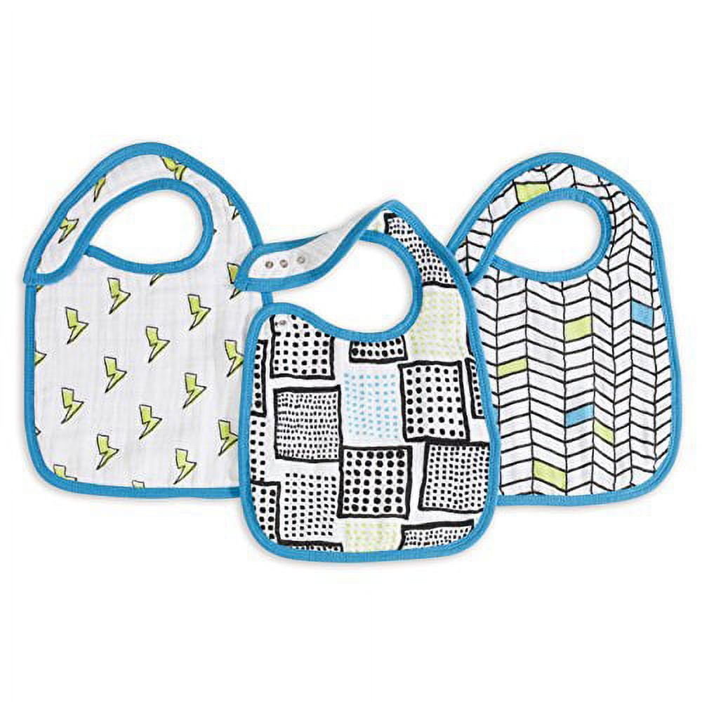 aden + anais 3 Pack Muslin Snap Bib (Whiz Kid, One Size)