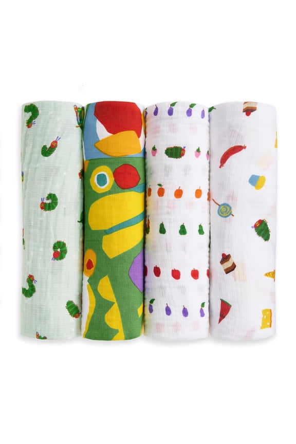 Classic Muslin Swaddle Blankets, 4-Pack, Hungry Caterpillar