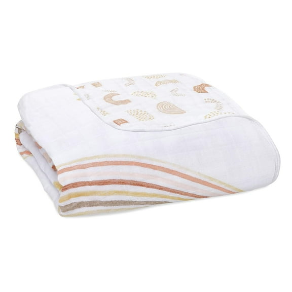 aden + anais Cotton Muslin Dream Blanket, Tan Keep Rising, Unisex