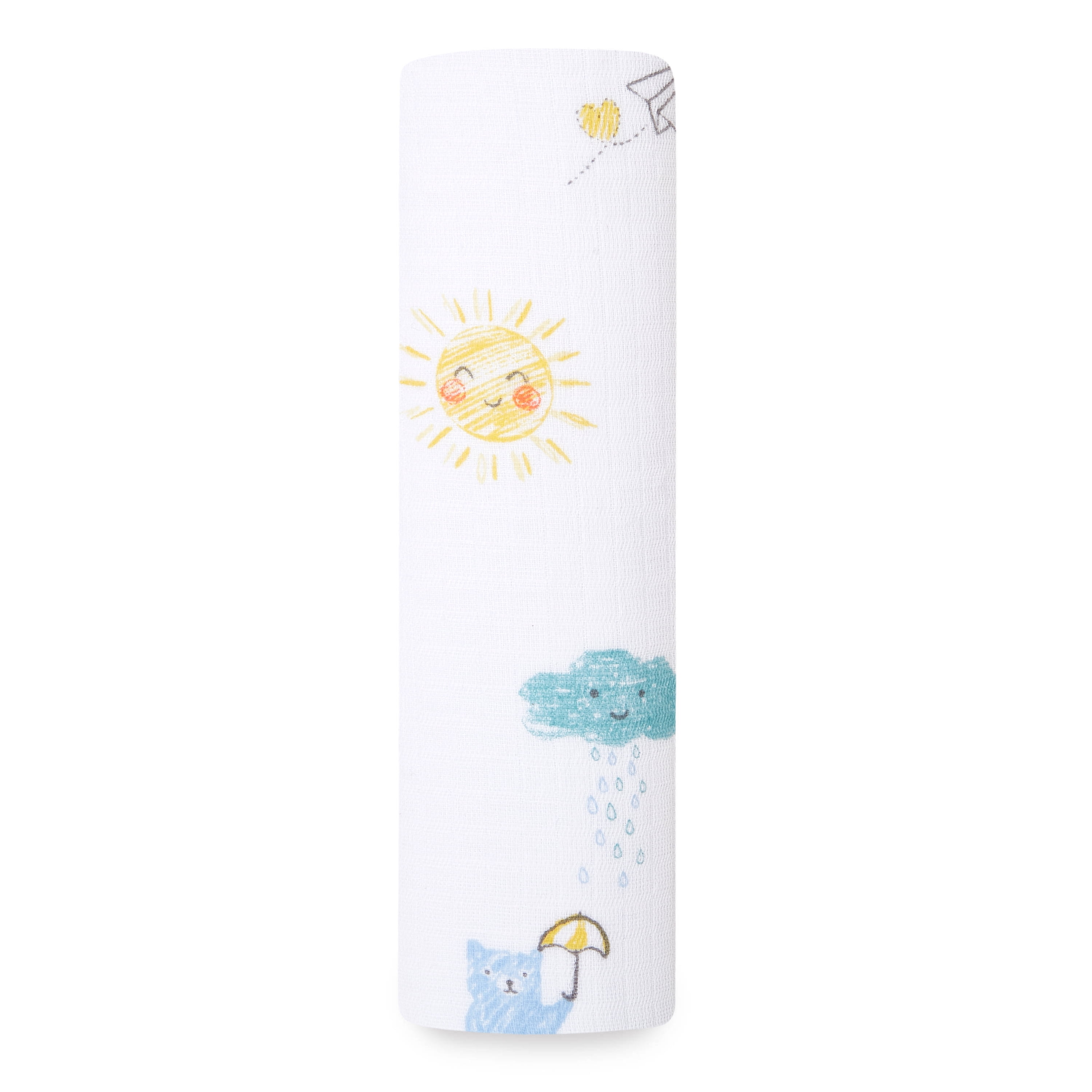 aden + anais Essentials 100% Cotton Muslin Swaddle, 44" x 44", Happy Times
