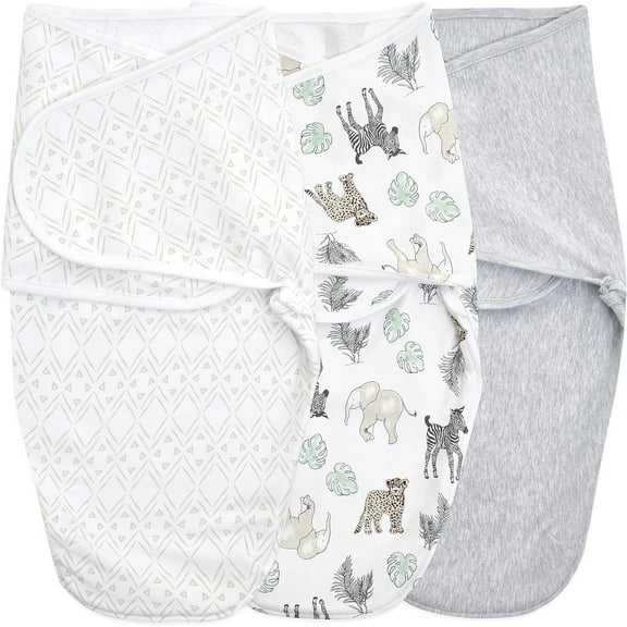 Aden + Anais™ Essentials Wrap Swaddles, 100% Cotton, Toile, Unisex, Newborn, 0-3 Months, 3-Pack
