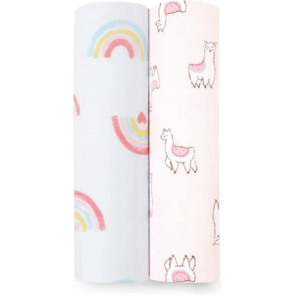 aden anais Essentials Muslin Swaddle Blankets, Newborn Receiving Blanket for Swaddling, 100% Cotton Baby Swaddle Wrap, 2 Pack, Sweet Dreams