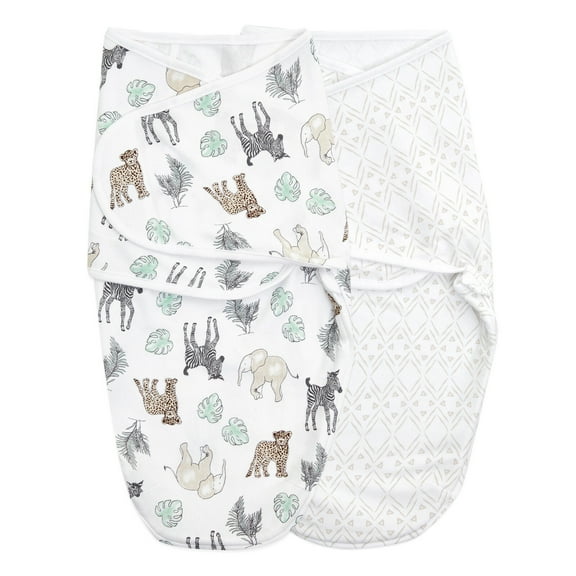 aden + anais Essentials Wrap Swaddles, Cotton, Toile Jungle, Multicolor, Unisex, Newborn, 0-3 M, 2-Pack