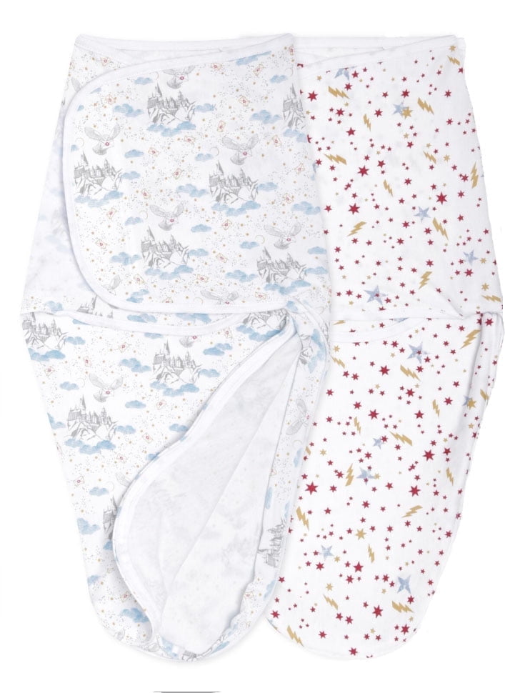 aden + anais Essentials x Harry Potter Wrap Swaddles, Cotton, Harry Potter Messenger, Unisex, Newborn, 0-3 M, 2-Pack