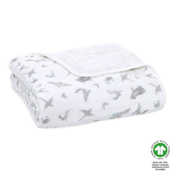 aden + anais Organic Cotton Muslin Dream Blanket, Grey Map the Stars, Unisex