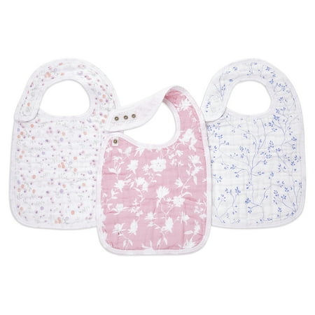 aden + anais, classic snap bibs, ma fleur 3-pack