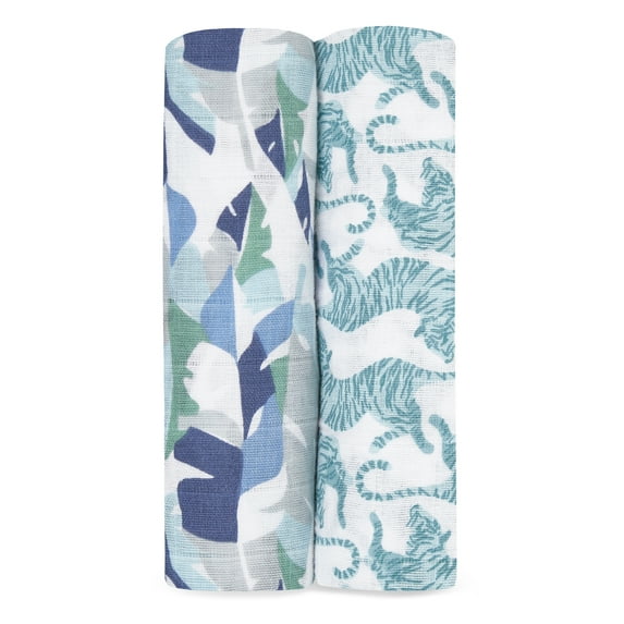 aden + anais, classic swaddles, dancing tigers 2-pack
