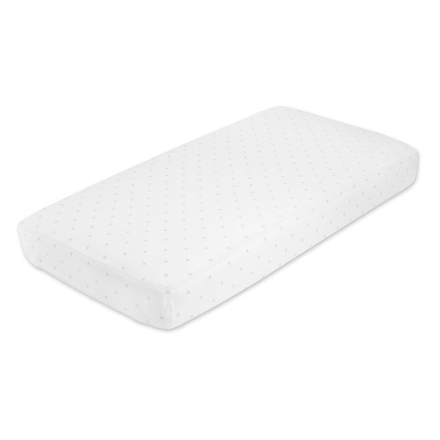 aden + anais crib sheet, grey water dot