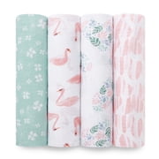 aden + anais Essentials 4-Pack Cotton Muslin Swaddle Blankets, Briar Rose