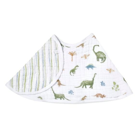 aden + anais essentials Cotton Muslin Burpy Bib, Tblue, Dino Jungle, Boy