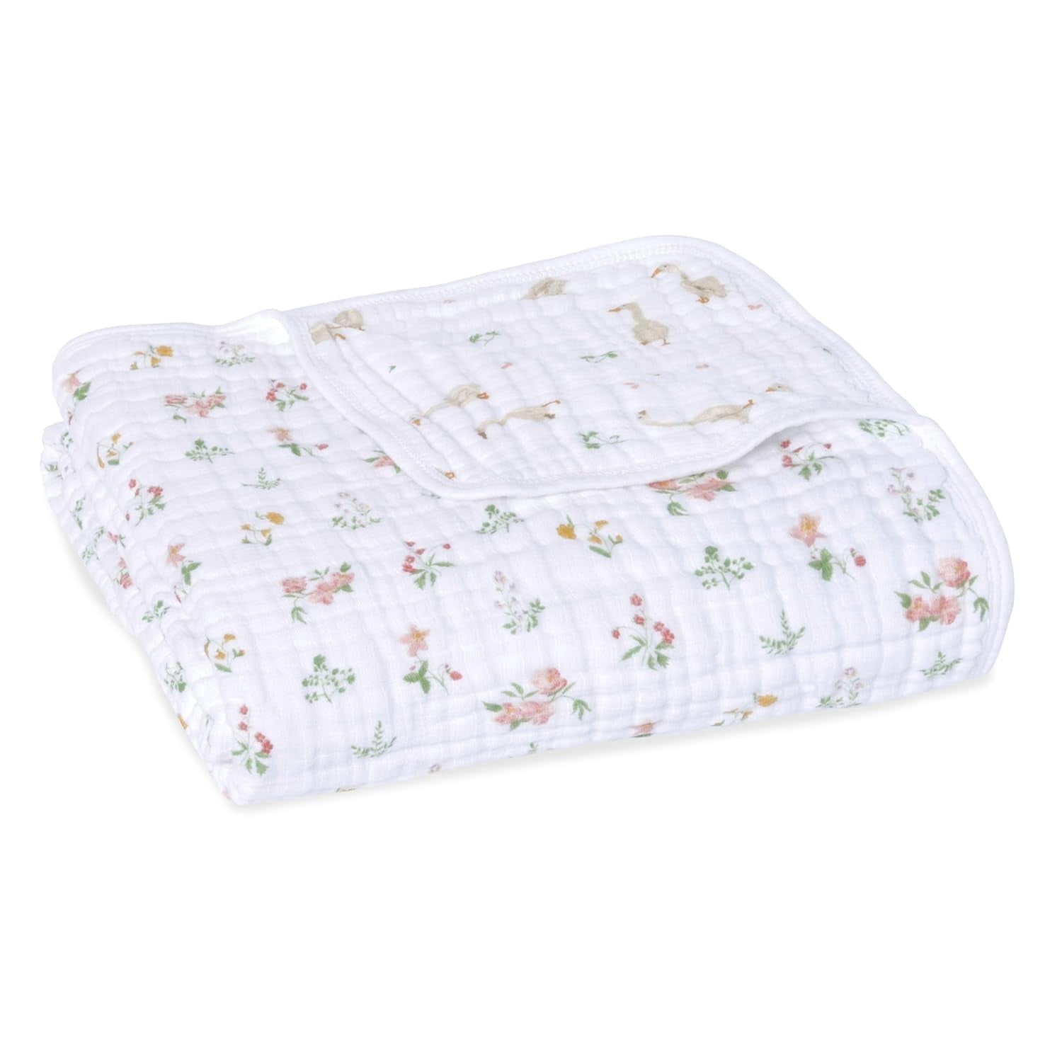 aden + anais essentials cotton muslin blanket, Pink, Country Floral, Infant, Girls