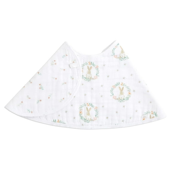 aden + anais essentials cotton muslin burpy bib, pink Blushing Bunnies, Girl