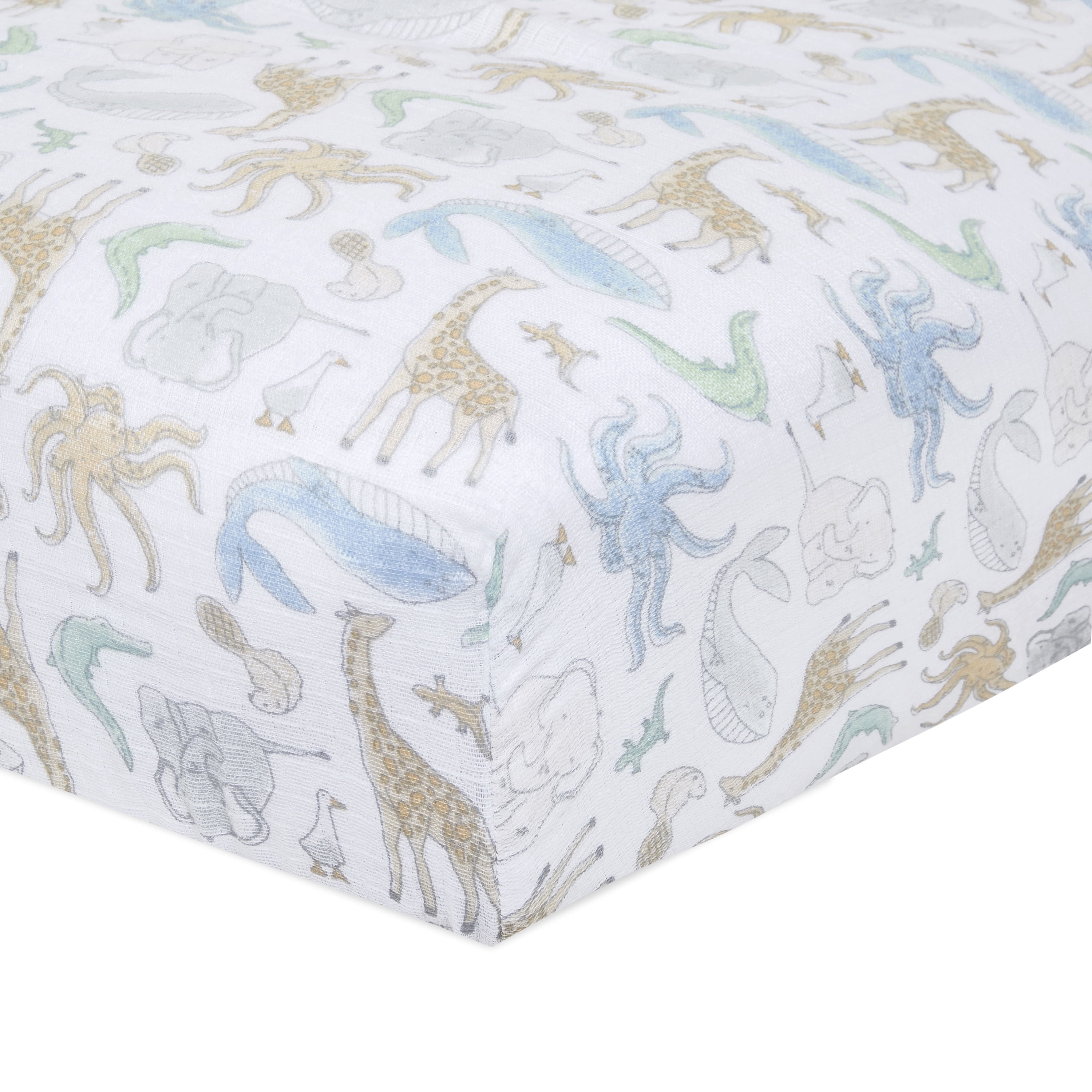aden + anais essentials, crib sheet, natural history-species