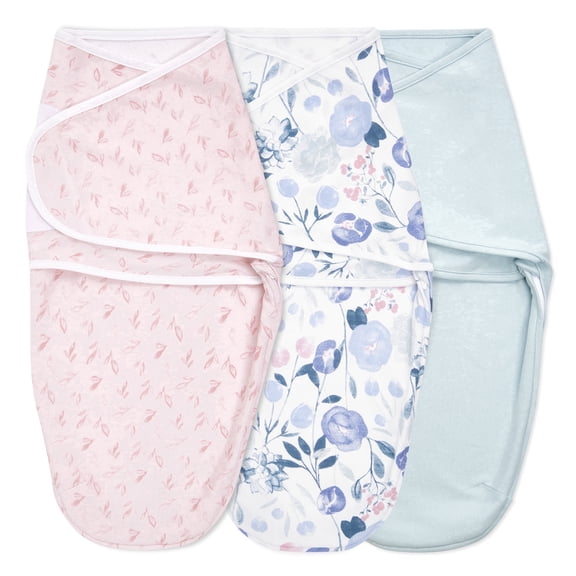 aden + anais essentials flowers bloom easy swaddle wraps, 0-3M, 3pk