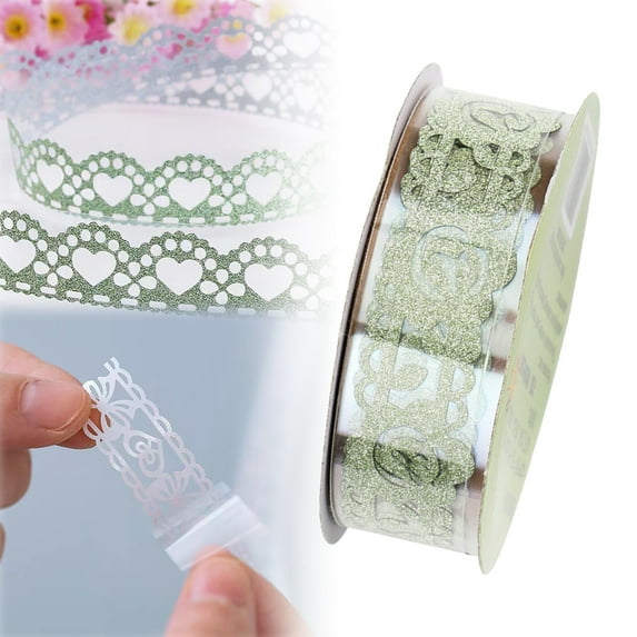 adhesive tape Roll Of Glitter Tape Lace Flower Pattern Self Adhesive Tape Sticker Colorful Decorative Masking Tape For Scrapbooking Card Making Crafts Frames Planner Journal Gifts Decor