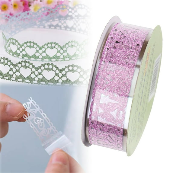 adhesive tape Roll Of Glitter Tape Lace Flower Pattern Self Adhesive Tape Sticker Colorful Decorative Masking Tape For Scrapbooking Card Making Crafts Frames Planner Journal Gifts Decor