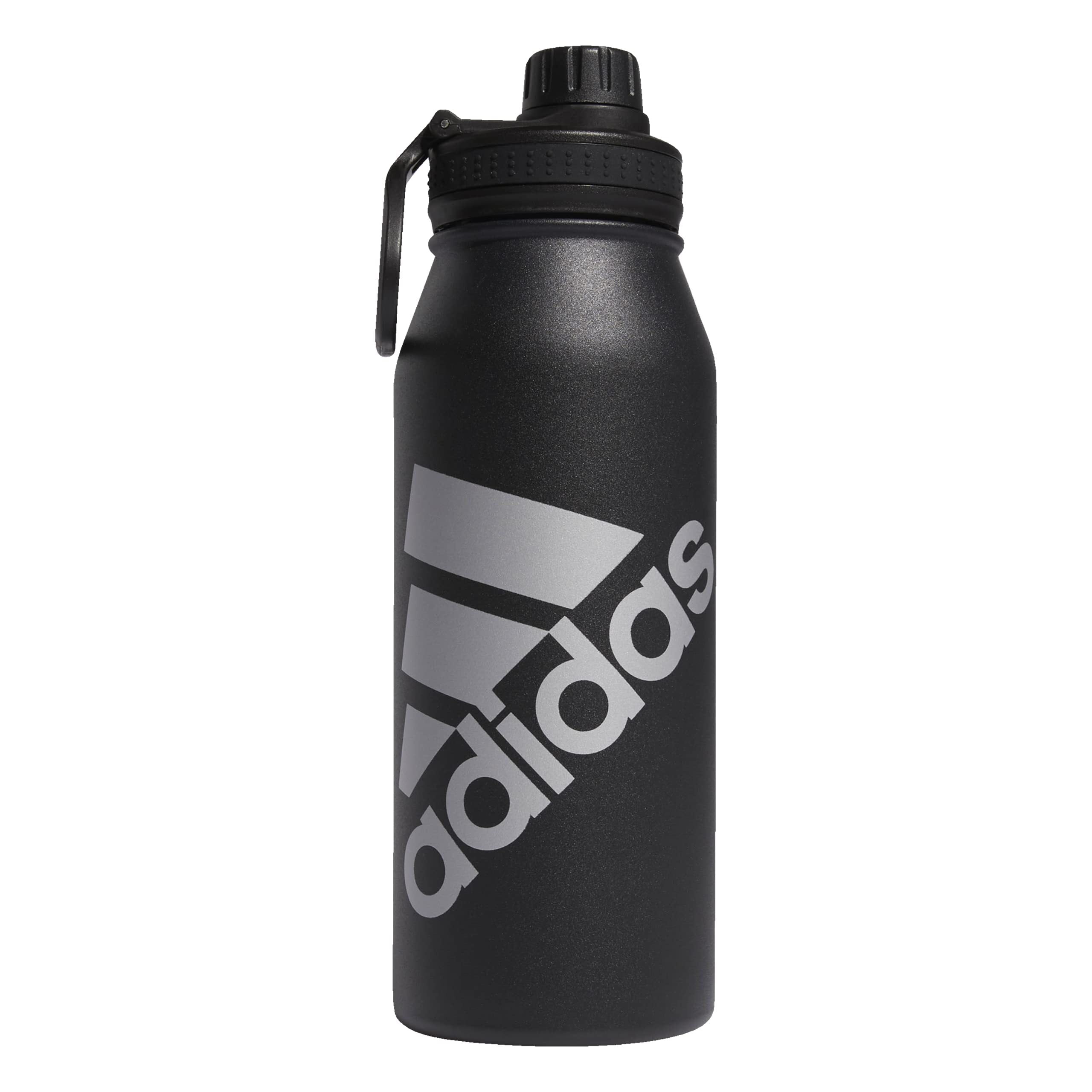 adidas ダイレクトステンレスボトル adidas Unisex 1 Liter (32 oz) Metal Water Bottle, Black/Silver