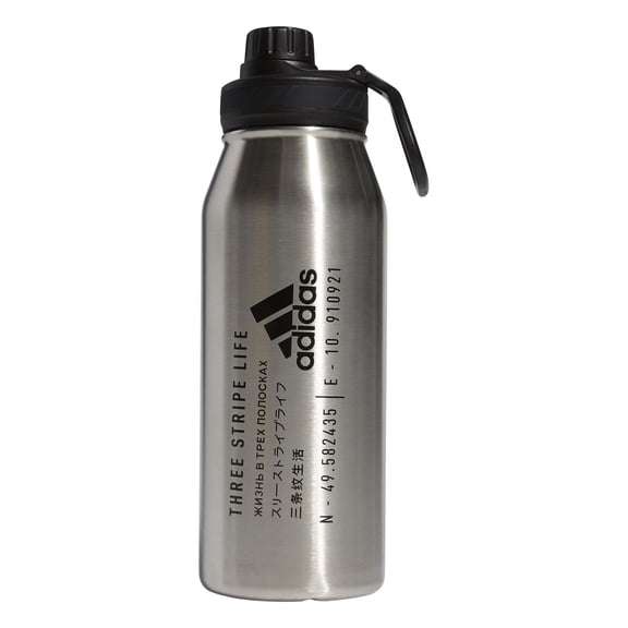 adidas 1-Liter Stainless Steel Water Bottle Color: Stainless Steel Black Size: WTR BOTTLE