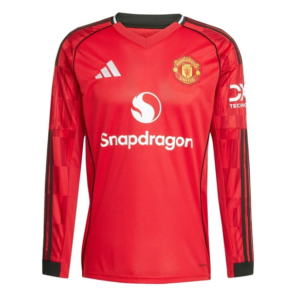 adidas 2025-26 Manchester United Men's Stadium Home Long-Sleeve Soccer Jersey