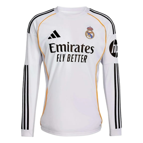 adidas 2025-26 Real Madrid Men's Stadium Home Long-Sleeve Soccer Jersey