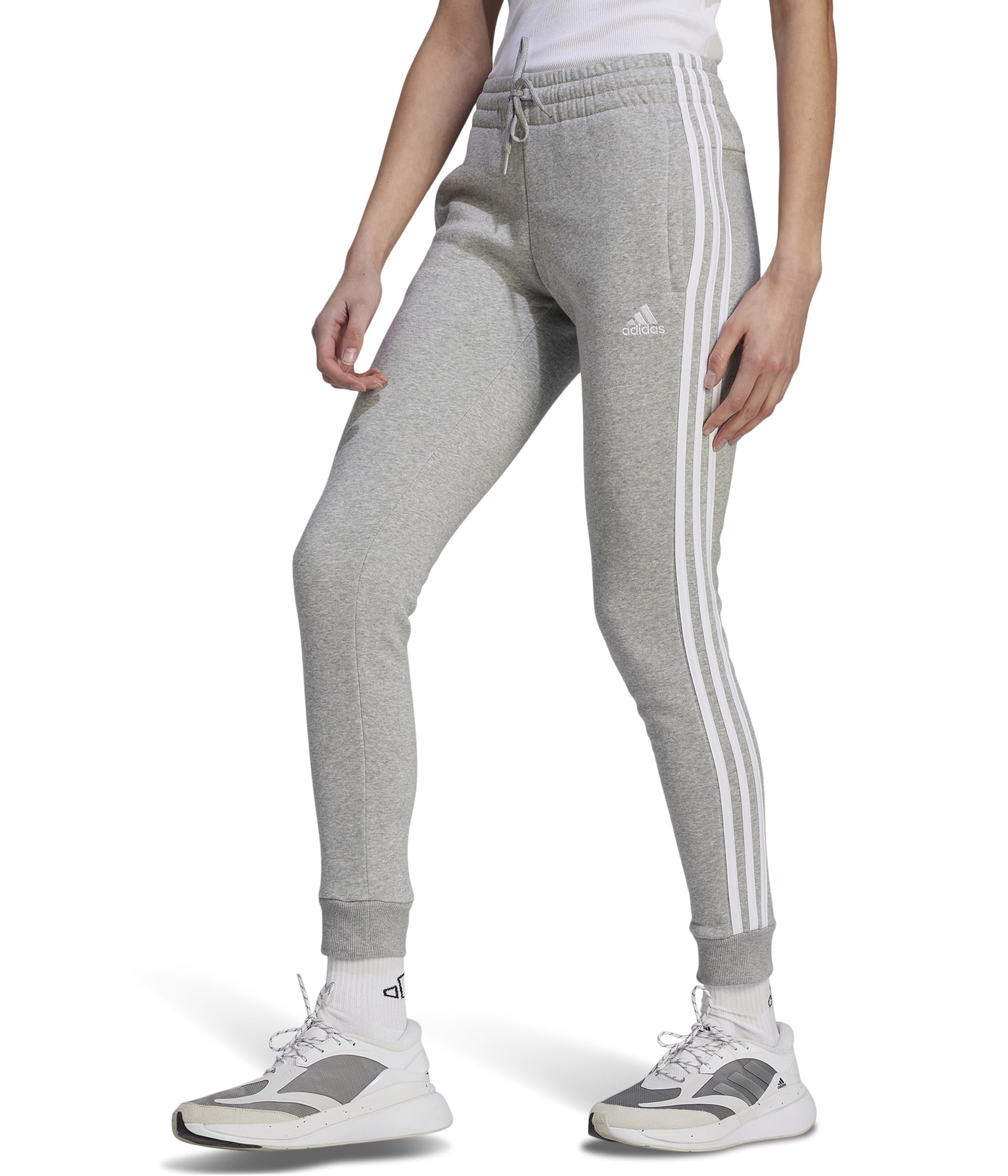 adidas 3 Stripes Fleece Cuffed Pants Womens Medium Grey Heather White 1 LG One Size Walmart