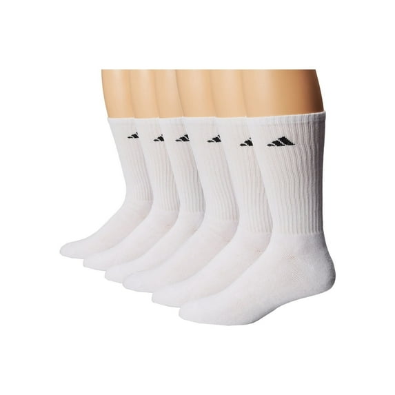adidas 6 Pack Men's Athletic Crew Socks (Shoe Size 6-12), White